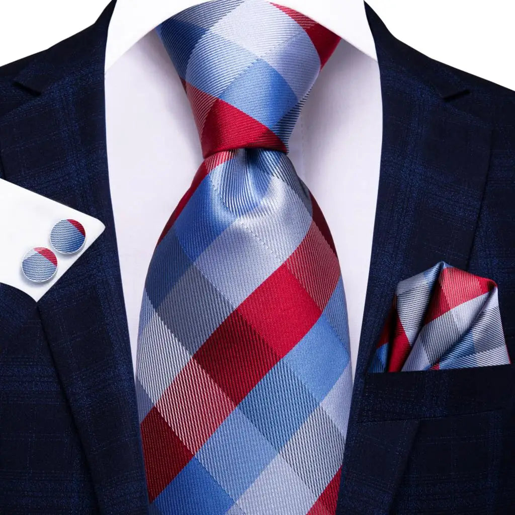 Jacquard Peacock Blue Wedding Tie, Hanky & Cufflinks Set
