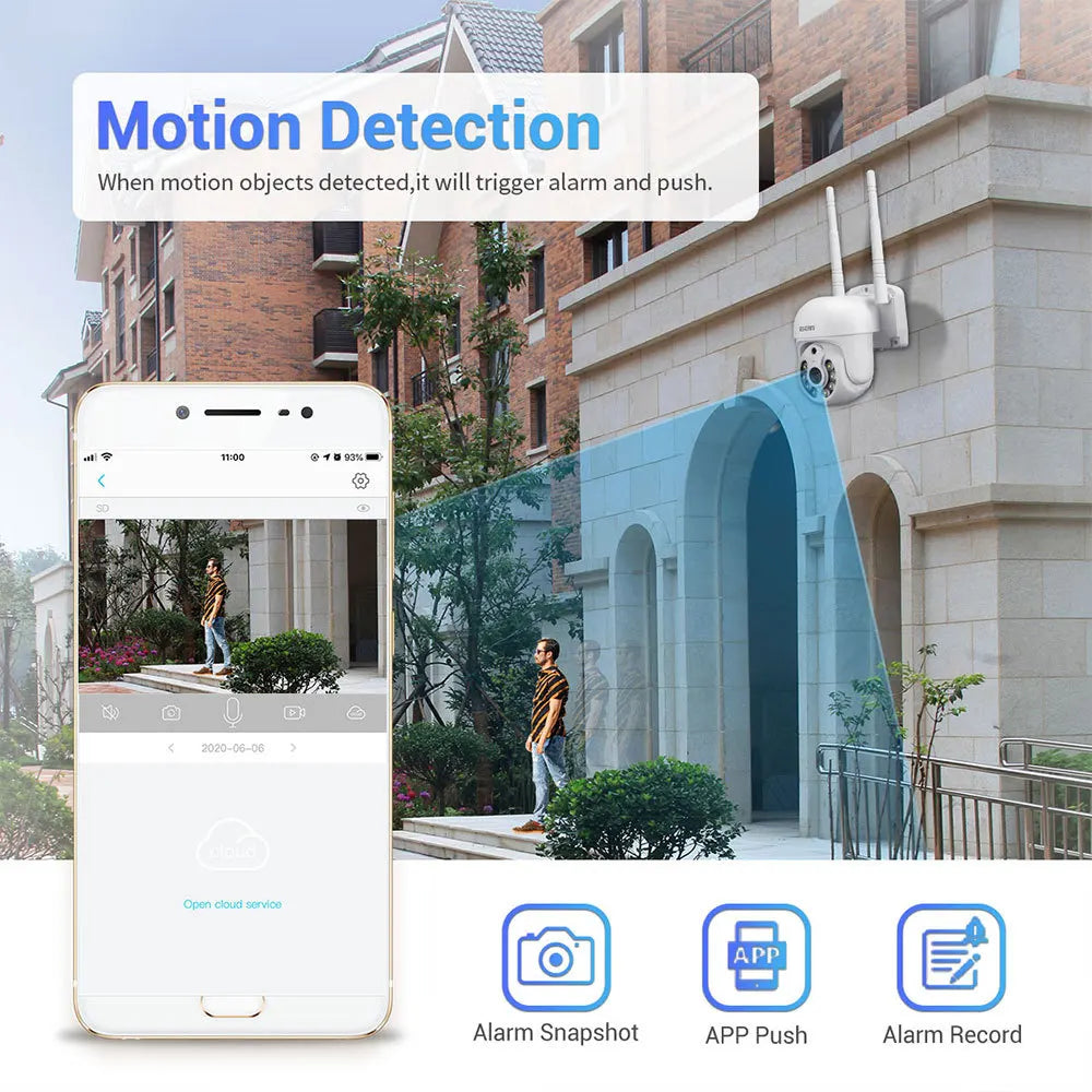 ESCAM 3MP HD Wireless CCTV System | PTZ Two-Way Audio Cameras Wireless CCTV System Qme