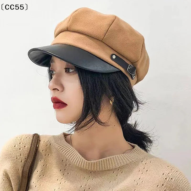 Vintage Newsboy Beret Hat – Adjustable Octagonal Cap for Women Newsboy Beret Hat Qst
