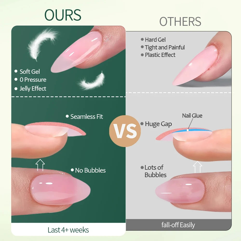 Nailpop 140 Nude Pink Nail Tips – Square Almond Coffin Oval Press-On Nail Tips Qme