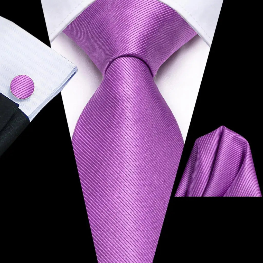 Hi-Tie Men's Silk Necktie Handkerchief & Cufflinks Set