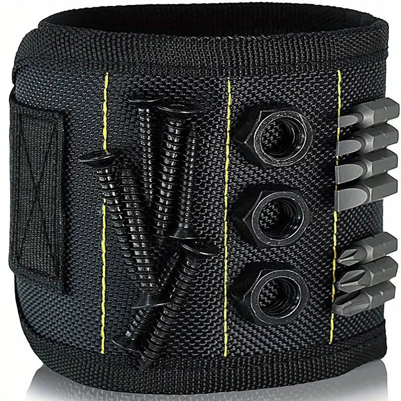 Magnetic Wrist Strap – Screw & Parts Holder for DIY Work Magnetic Wrist Strap Qme black