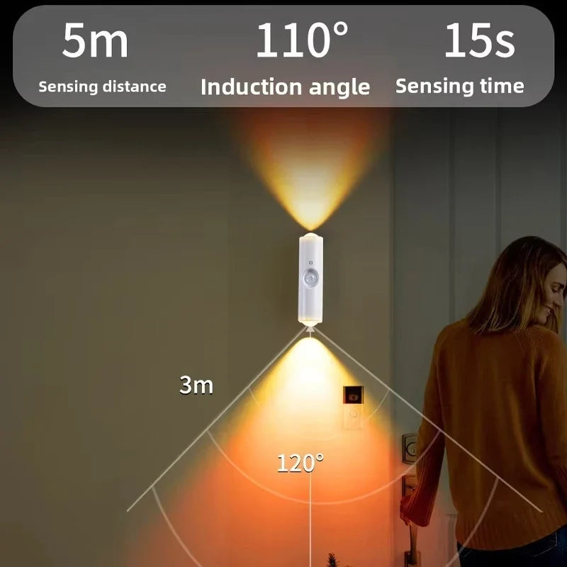 Smart RGB Dual-Head Motion Sensor Wall Night Light | Rechargeable Motion Sensor Night Light Qme