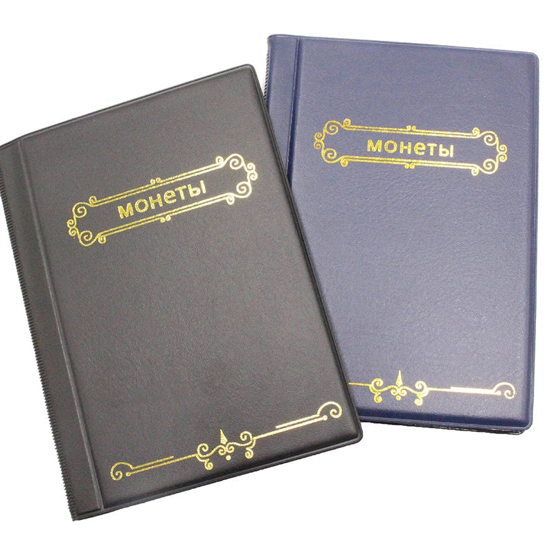 120-Pocket Double Row Coin Collection Album Book – Leather Coin Collection Album Qme