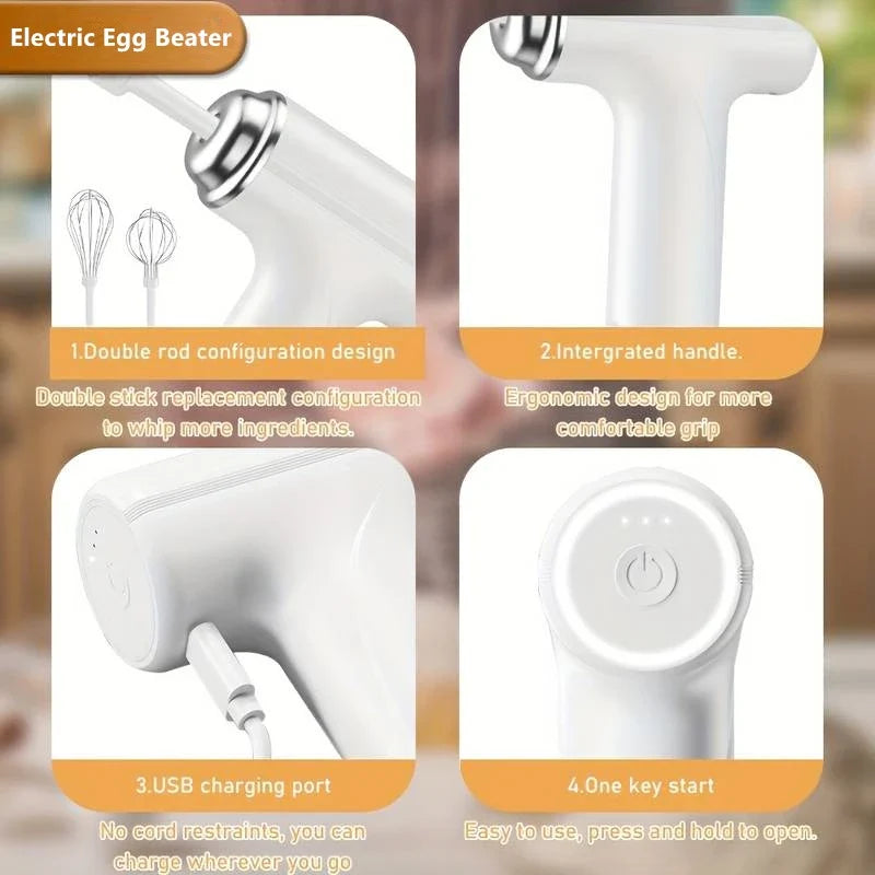 Mini Electric Milk Frother & Egg Whisk – USB Rechargeable Milk Frother Whisk Qme