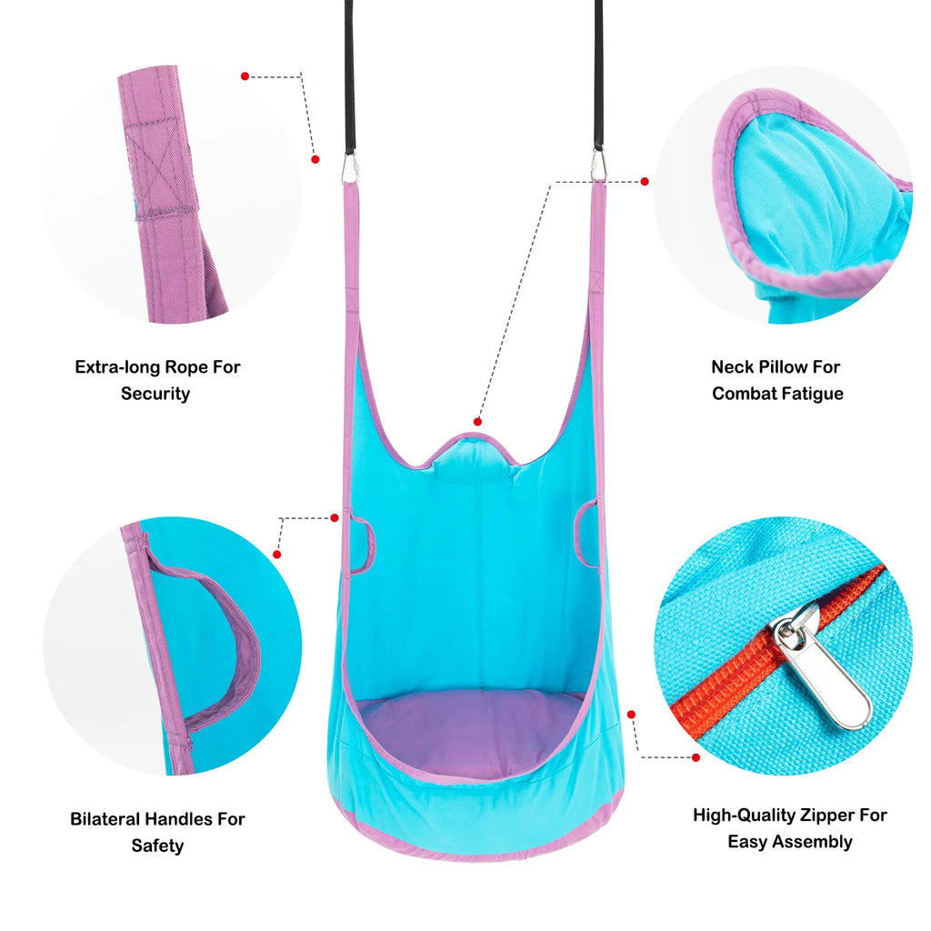 Pod Swing Chair Hammock Seat with Inflatable Pillow & Pockets Pod Swing Chair Qst
