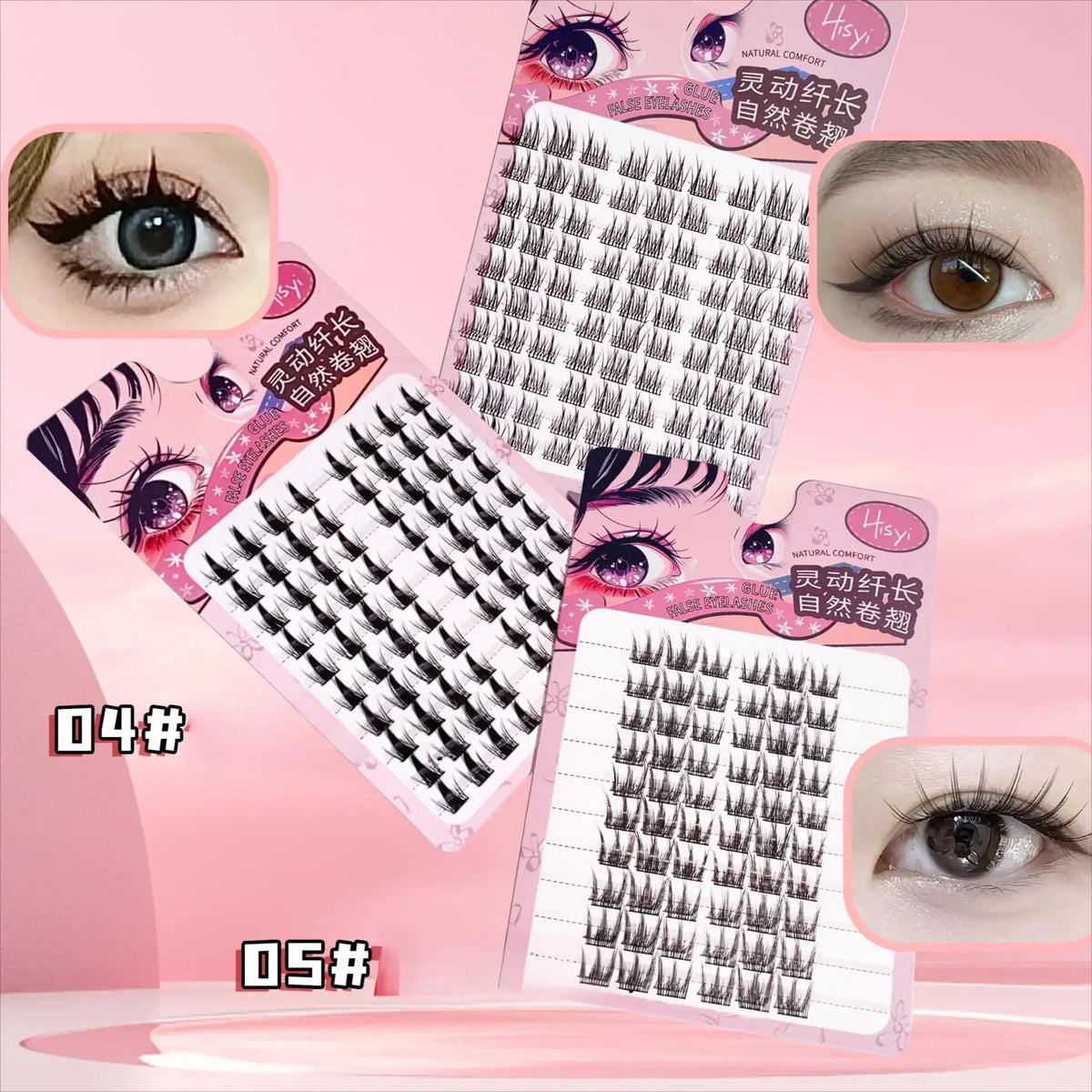 HISYI False Eyelashes Set – Natural, Cat, Fairy & Sunflower False Eyelashes Set Qme