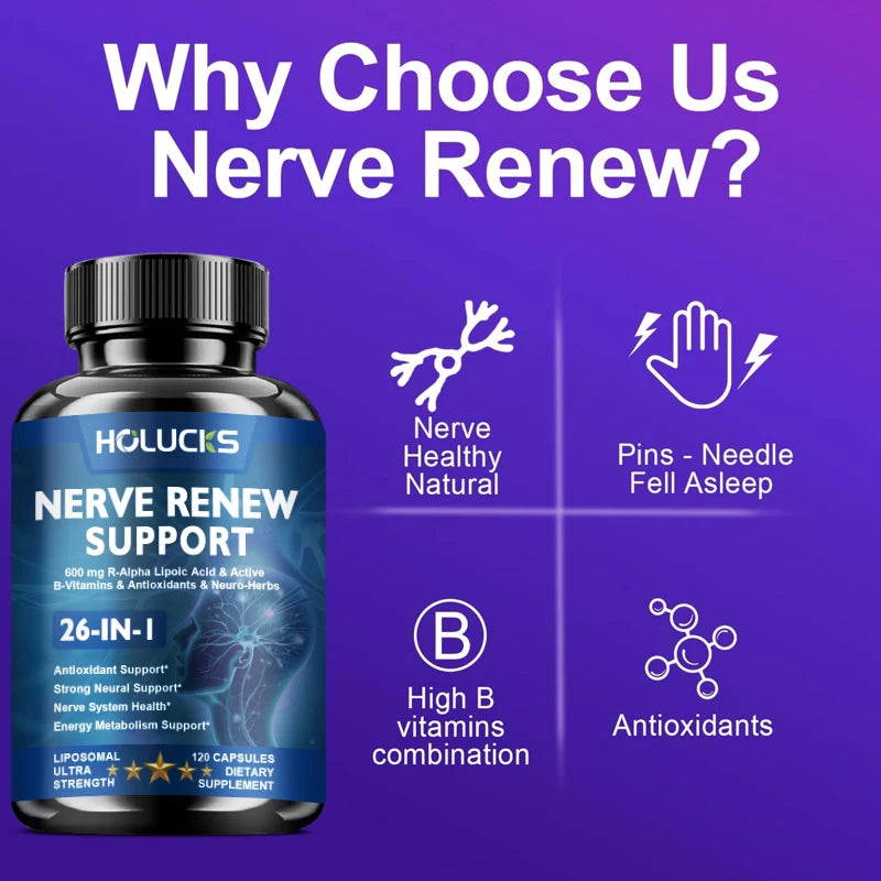 HOLUCKS Nerve Nutrition Capsules – L-Theanine, Zinc & Magnesium Nerve Nutrition Supplement Qst