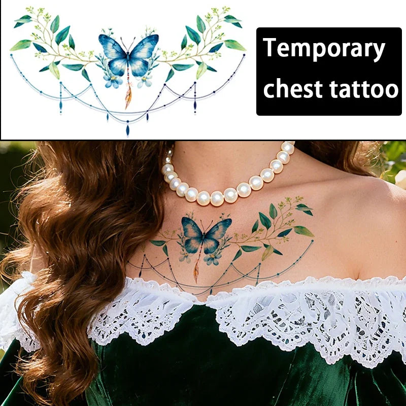 Large Colorful Flower Temporary Tattoo – Chest Body Art Temporary Body Tattoo Qme