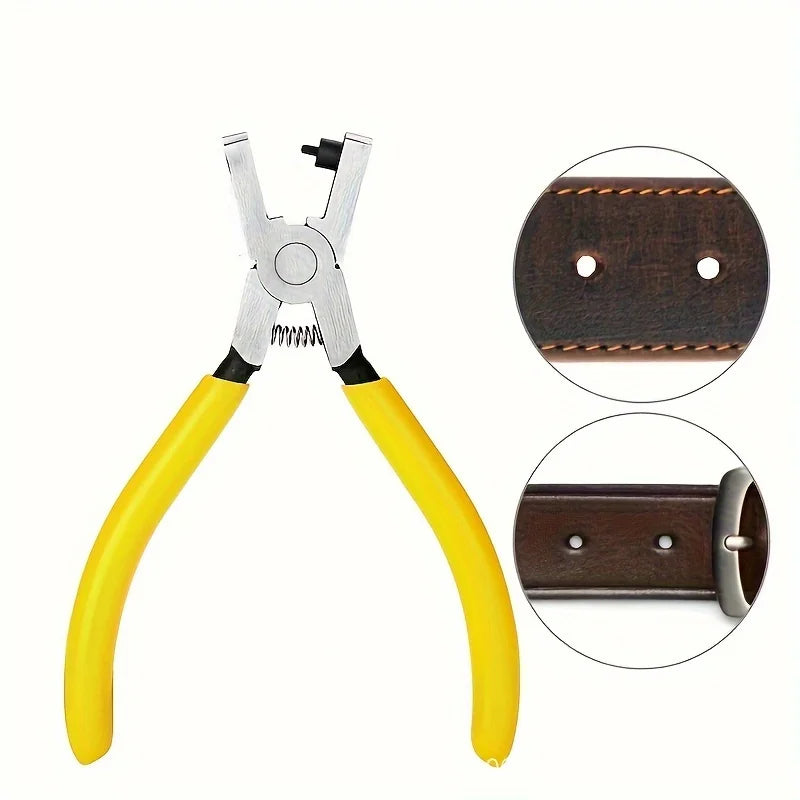 Manual Leather Hole Punch Tool – Ergonomic Yellow Handle Leather Hole Punch Qme