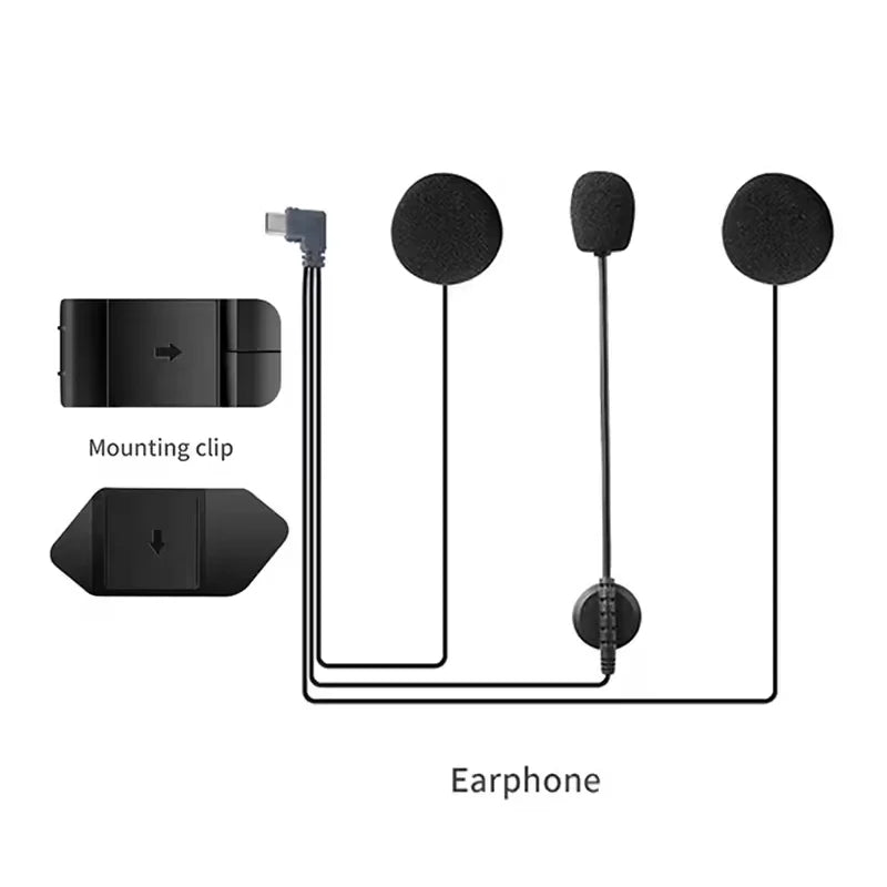 EJEAS V6 PRO+ Type-C Motorcycle Helmet Bluetooth Headset Helmet Bluetooth Intercom Qst Headset Clip 1Set
