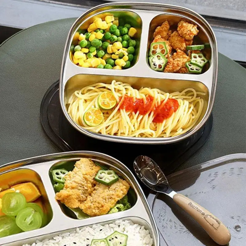 Capybara Divided Dinner Plate | Stainless Steel 2/3/4 Grid Divided Dinner Plate Qst