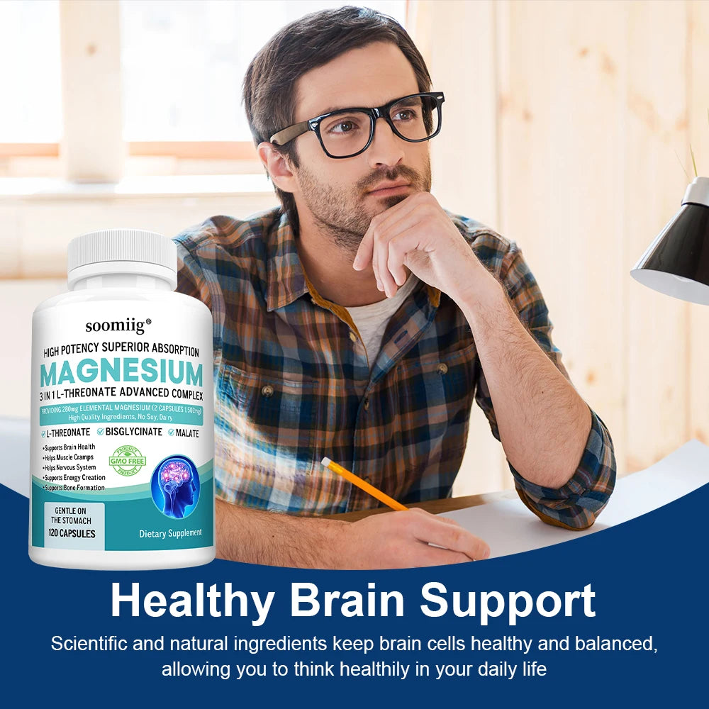3-in-1 Magnesium L-Threonate, Glycinate & Malate Capsules Magnesium Supplement Qst