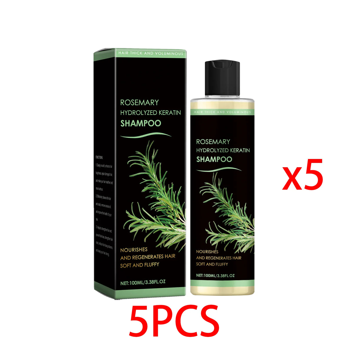 Rosemary Shampoo – Volumizing, Strengthening & Scalp Care Hair Care Shampoo Qst 5PCS