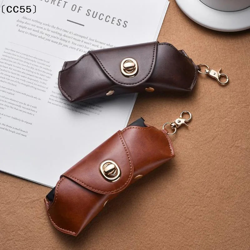 PU Leather Sunglasses Case – Portable Hanging Neck Glasses Bag Eyeglass Case Qst
