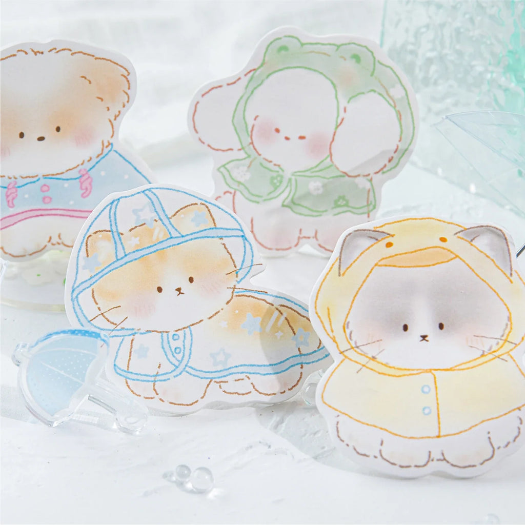 Kawaii Rabbit Bear Sticky Notes Memo Pad – 30 Sheets, 7 Colors Kawaii Sticky Notes Qme