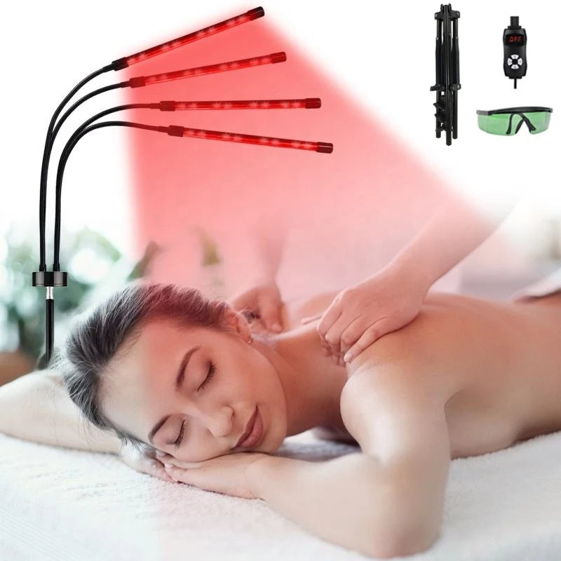 ZONGKUNG 4-Head Red Light Therapy Lamp 660nm 850nm Body & Face Red Light Therapy Lamp Qst