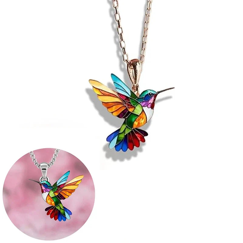 Elegant Hummingbird Pendant Necklace for Women – Alloy Pendant Necklace Qme