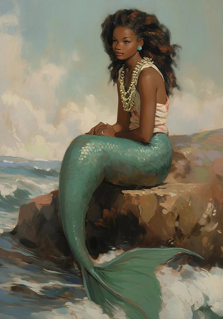 Vintage Mermaid on the Reef Canvas Wall Art Print Canvas Wall Art Qst 11 40x60cm Unframed