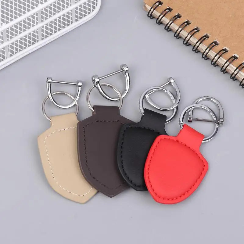 PU Leather Shield Keychain Ring – Bag Charm for Men & Women Leather Keychain Qme