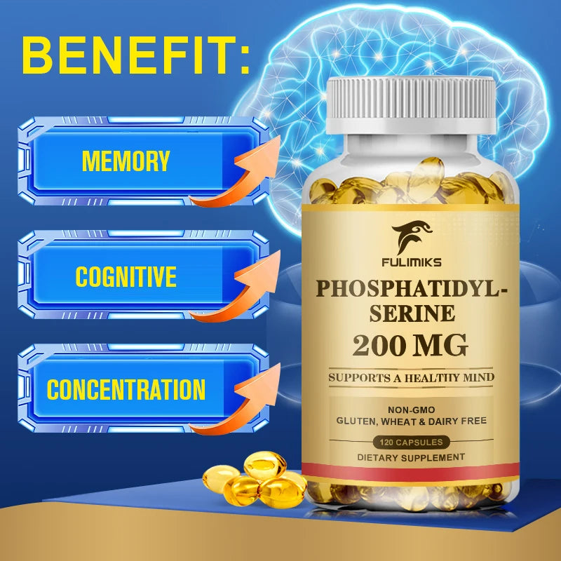 FULIMIKS Phosphatidylserine 200mg – Brain & Focus Soft Gels Brain Health Supplement Qst