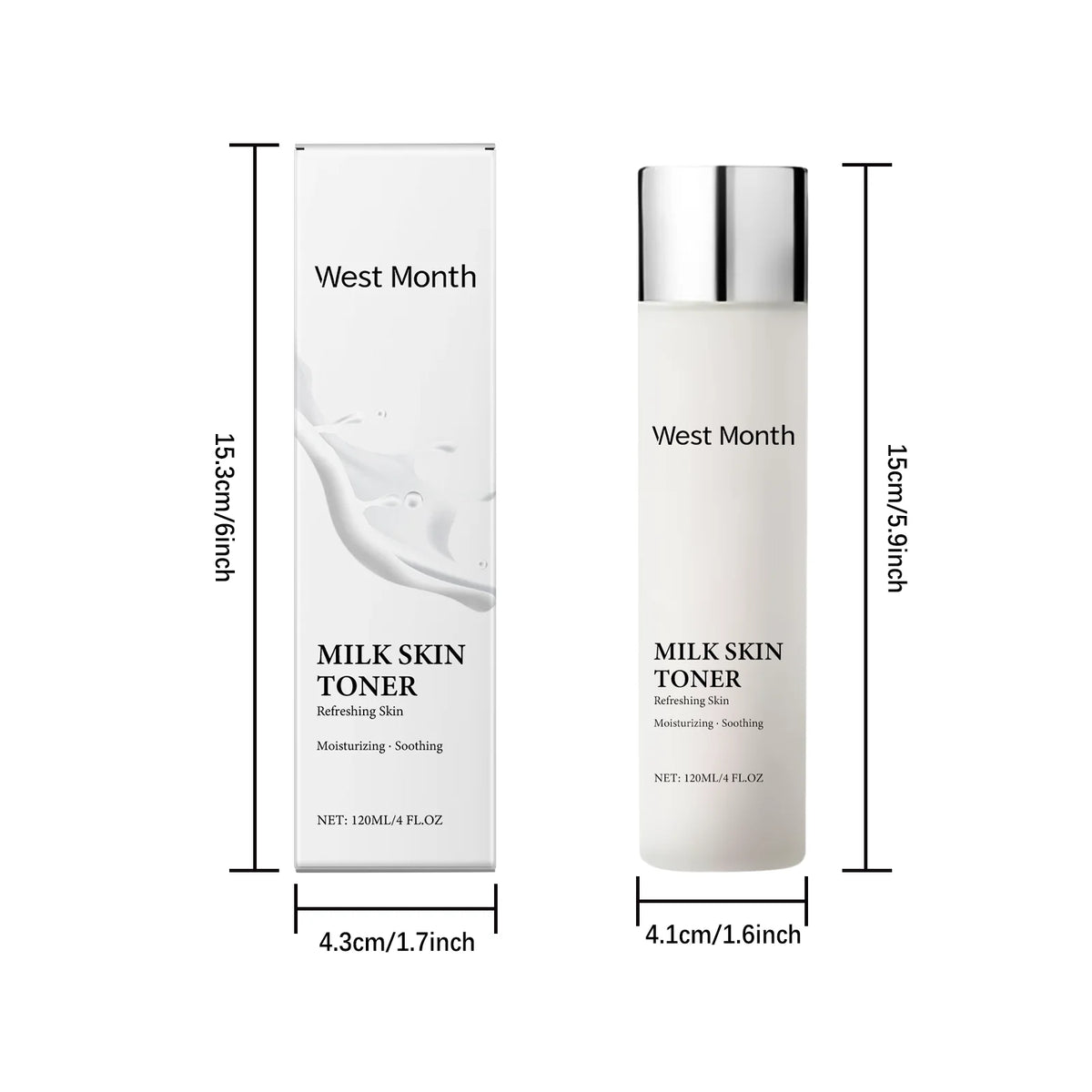 WEST MONTH Milk Skin Toner 4oz – Moisturizing Niacinamide Toner Facial Toner Qst 120ml