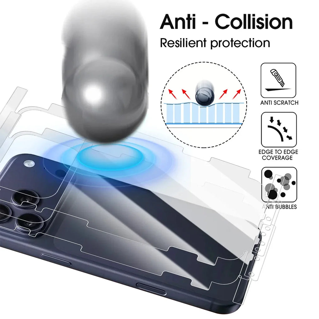 HD Curved Glass Back Film for iPhone 17 Series – Clear Phone Back Protector Qme
