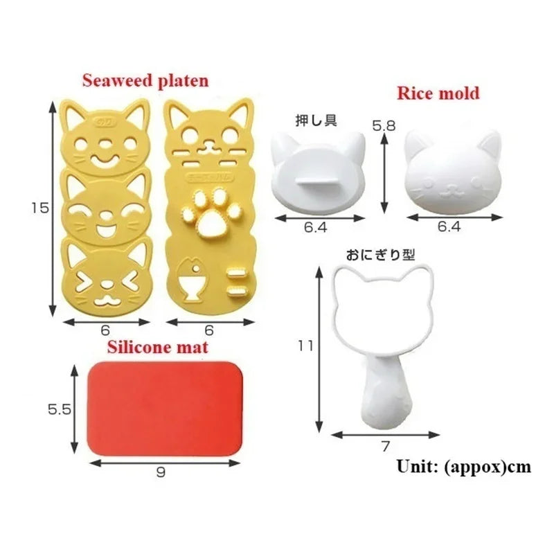 Silicone Rice Ball Mold – Cat & Bunny Bento Sushi Maker Set Rice Ball Mold Qme A