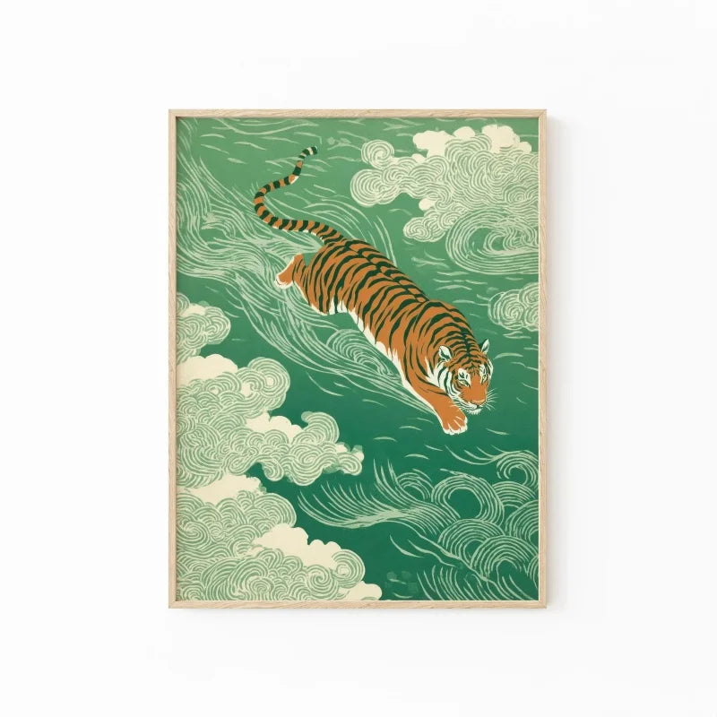 Tiger & Panther Canvas Wall Art – Jungle Tropical Poster Canvas Wall Art Qst ZLH9979 50x70cm Unframed