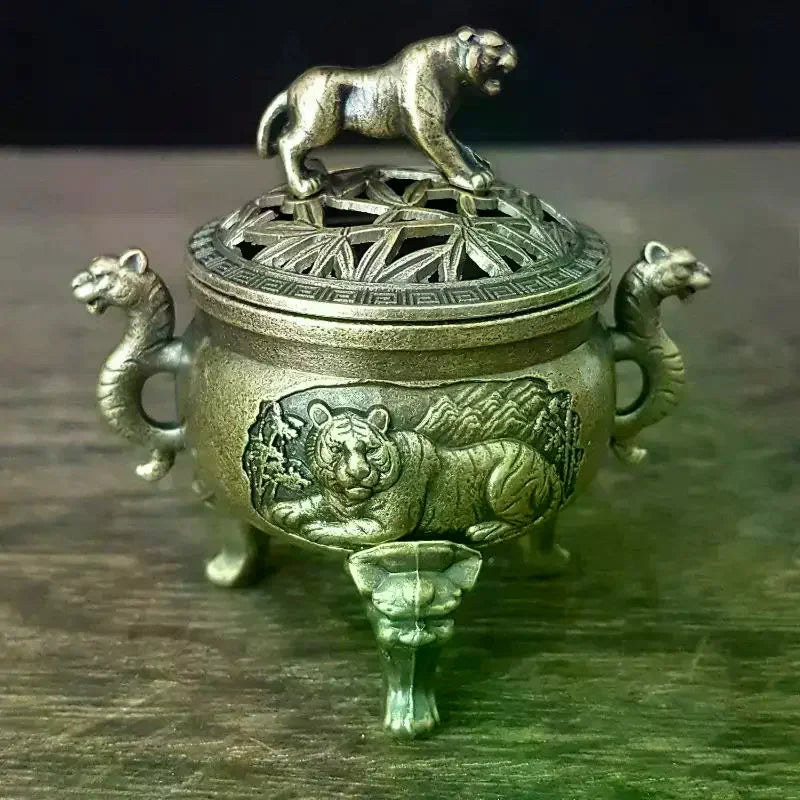Tiger Metal Incense Burner – Yoga & Meditation Home Decor Incense Burner Qme