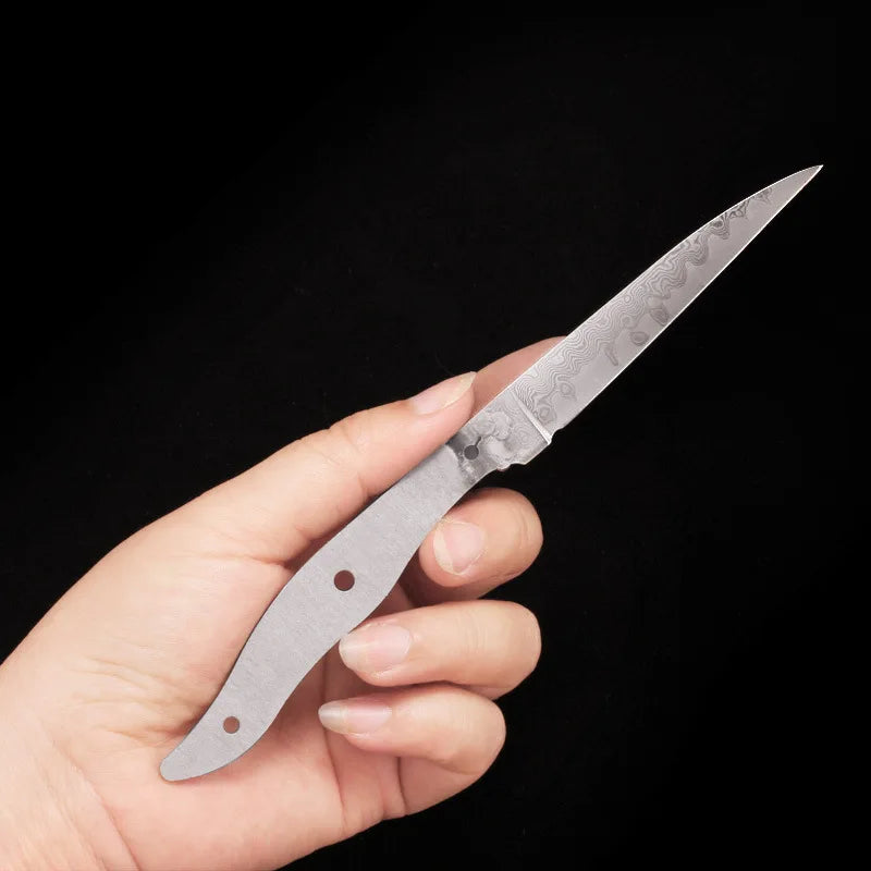 Damascus Steel Fixed Blade Knife Blank – DIY Camping & Hunting Knife Making Blank Qst
