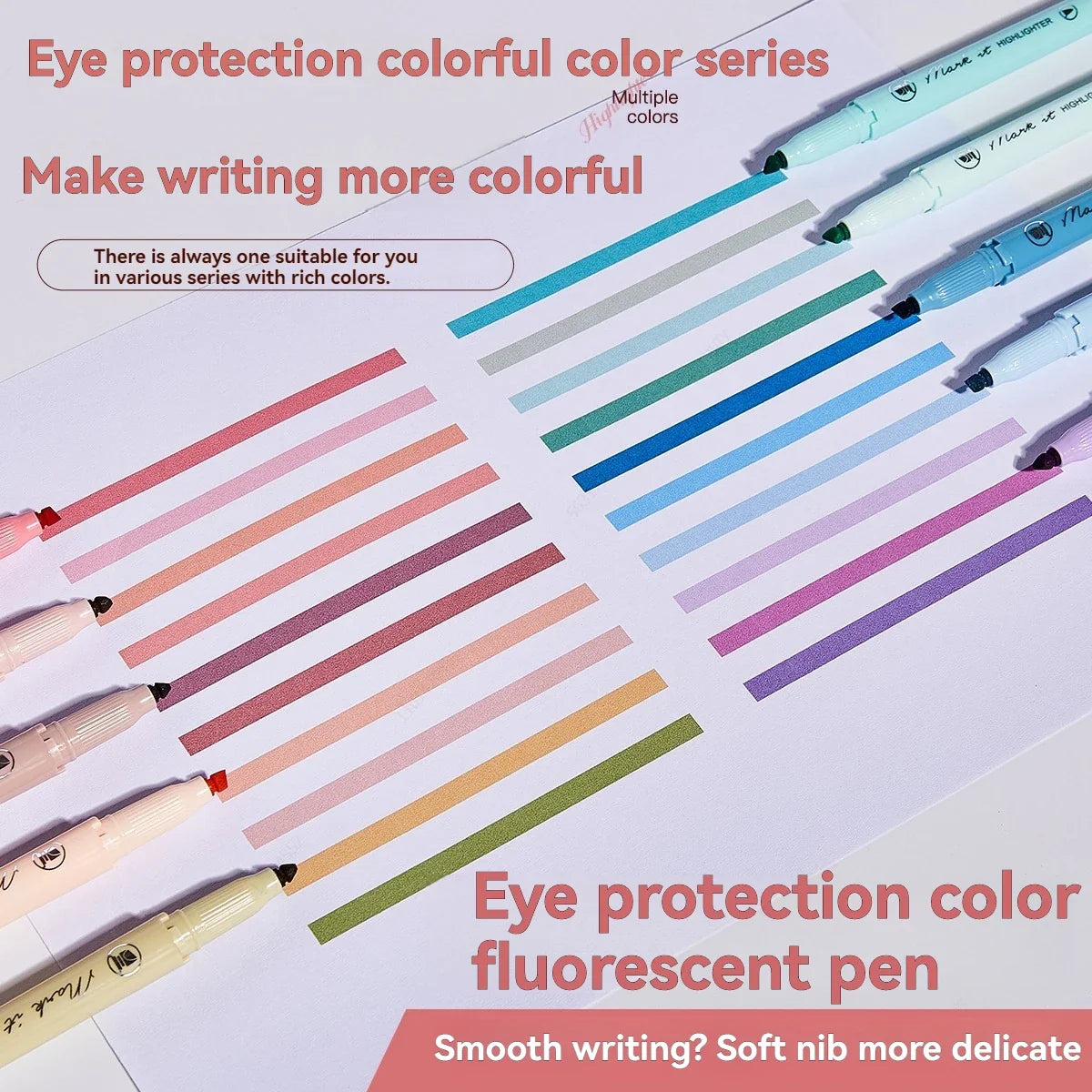 Pastel Highlighters Set – 5 Fluorescent Hook Pens | Kawaii Pastel Highlighter Set Qme