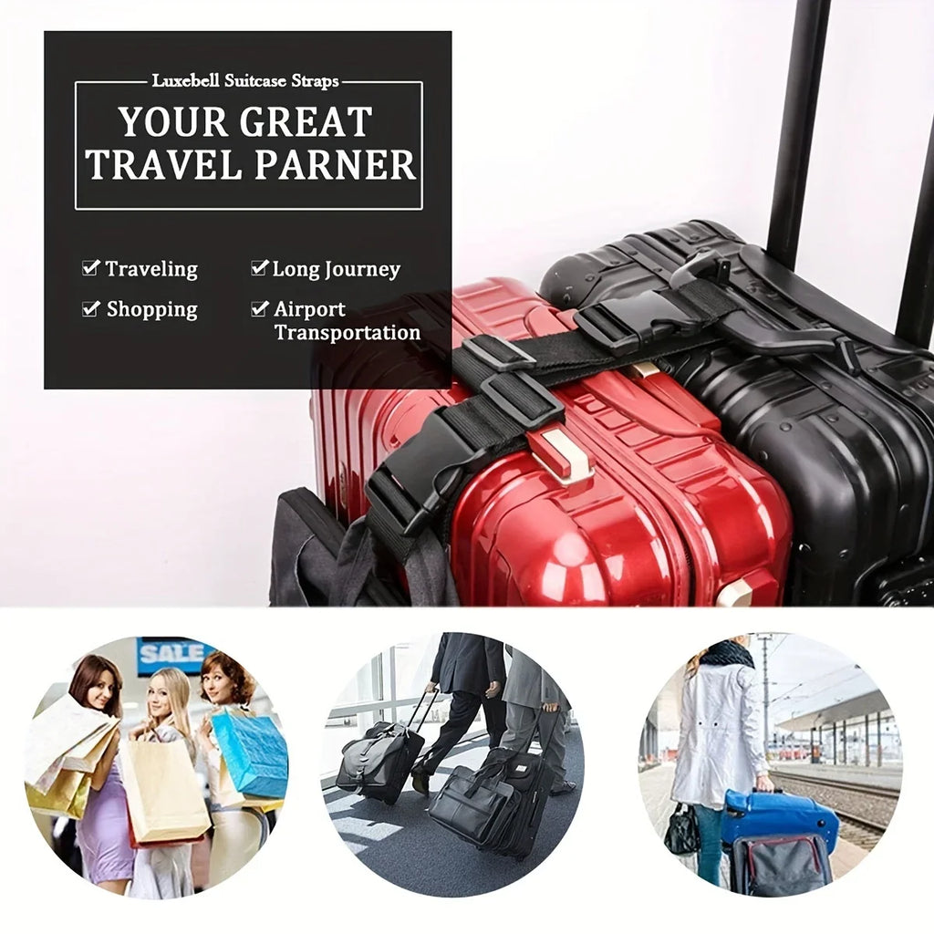 Adjustable Luggage Strap with Buckle | Travel Suitcase Belt Luggage Strap Qme