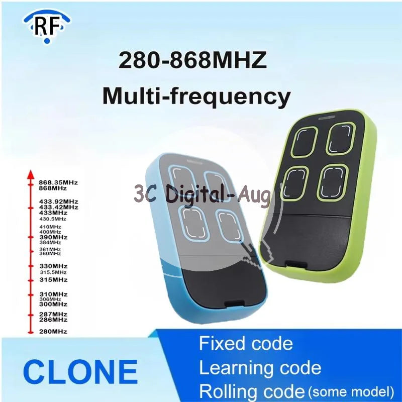 Universal Garage Door Opener Remote | Multi-Frequency 280–868MHz Garage Door Remote Qme