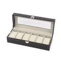PU Leather Watch Box Display Case with Framed Glass Lid Watch Display Case Qme 6 Slot