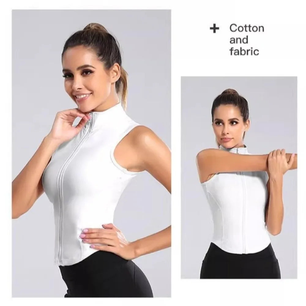 Slim Fit Yoga Crop Vest | Sweat-Wicking Nylon Tank Top Yoga Crop Vest Qme