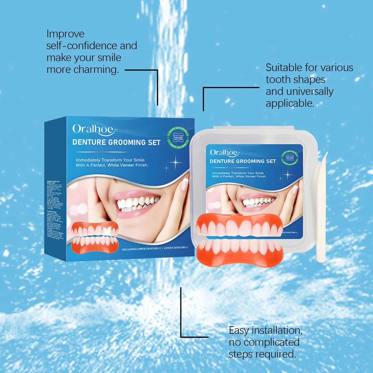 Oralhoe Silicone Snap-On Denture Kit – Upper & Lower Set Snap-On Denture Kit Qst
