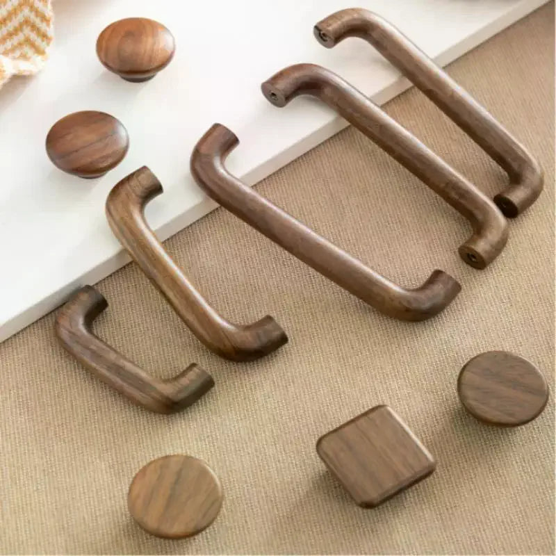 Natural Wood Cabinet Handles – Beech & Black Walnut Drawer Pulls Cabinet Door Handles Qme