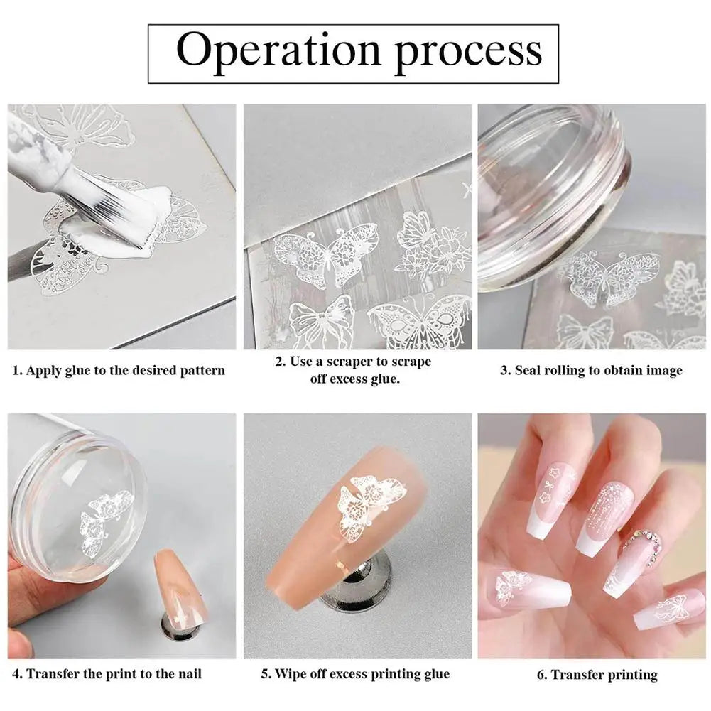 Nail Art Stamper & Scraper – Clear Silicone French Manicure Tool Nail Art Stamper Qme