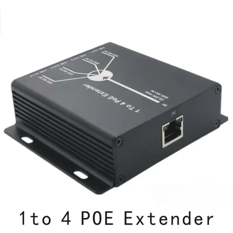 4-Port PoE Extender Repeater IEEE802.3at 25.5W – 120m Range PoE Network Extender Qme