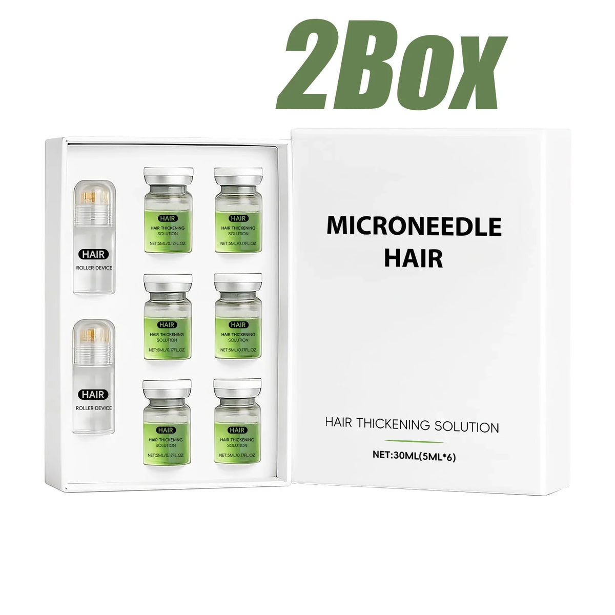 Hair Growth Serum & Microneedle Roller – Ginseng Follicle Care Hair Serum Roller Set Qme 2 Boxed