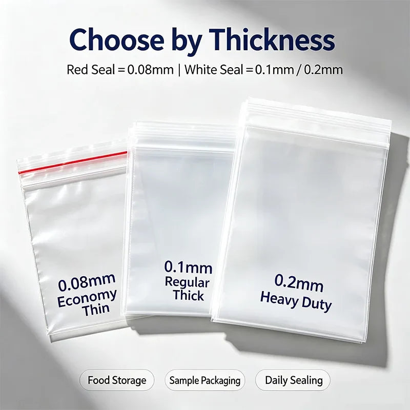 Clear Plastic Zip Lock Bags | Reusable Seal Storage – 20 Options Zip Lock Storage Bags Qme 8x12cm-100pcs 0.1mm-Double Sided
