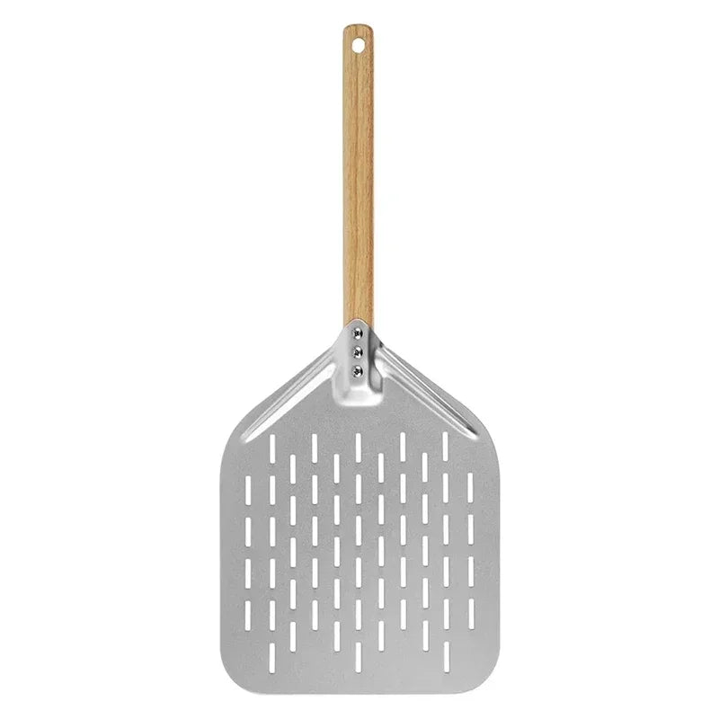 Metal Non-Stick Pizza Peel with Wood Handle – 12-Inch Pizza Peel Qme 1Piece 12"