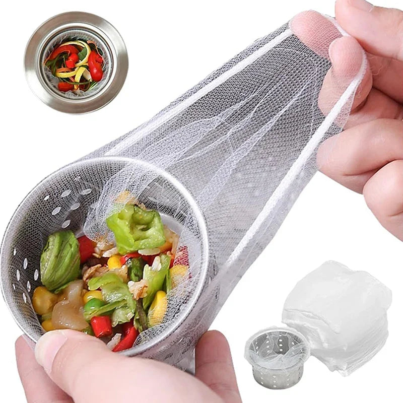 100-Pack Disposable Mesh Sink Strainer Bags – Drain Filter Sink Drain Strainer Bags Qme