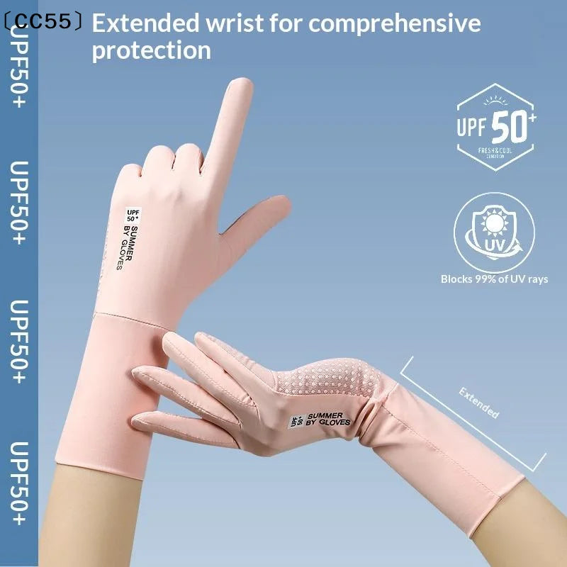 Women's UV Ice Silk Driving Gloves – Touchscreen & Breathable UV Sun Gloves Qst
