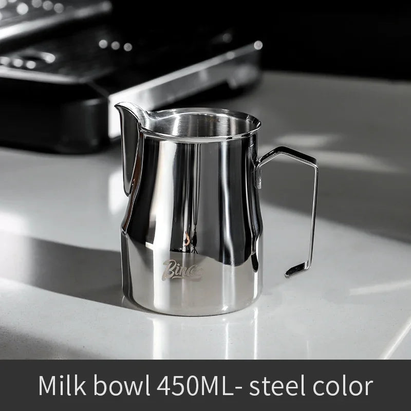Bincoo Pink Stainless Steel Milk Frothing Pitcher 300/450ml Milk Frothing Pitcher Qst Silver 450ml