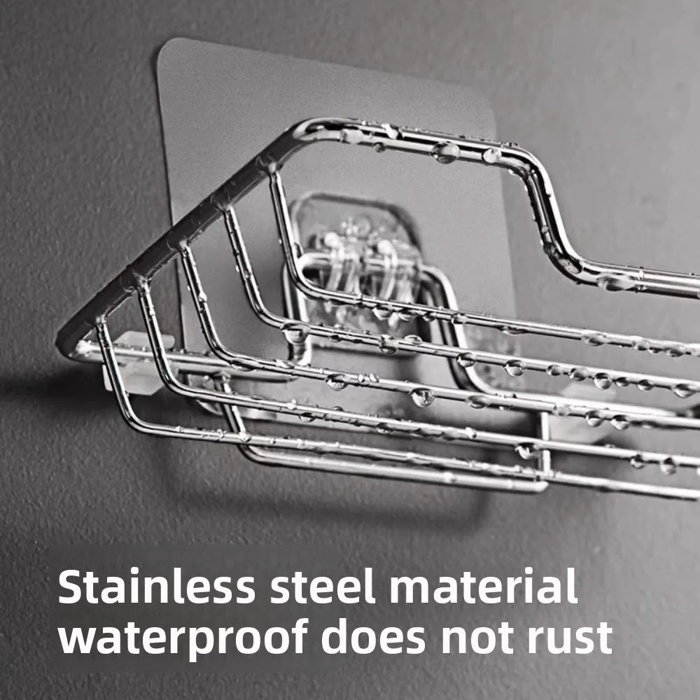 Self-Adhesive Stainless Steel Wall Mounted Soap Dish Drain Rack Wall Mounted Soap Dish Qme