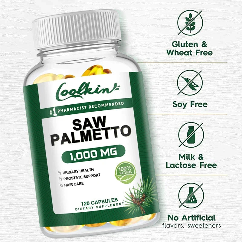 Coolkin Saw Palmetto 1000mg Capsules – Hair & Prostate Support Herbal Supplement Qst
