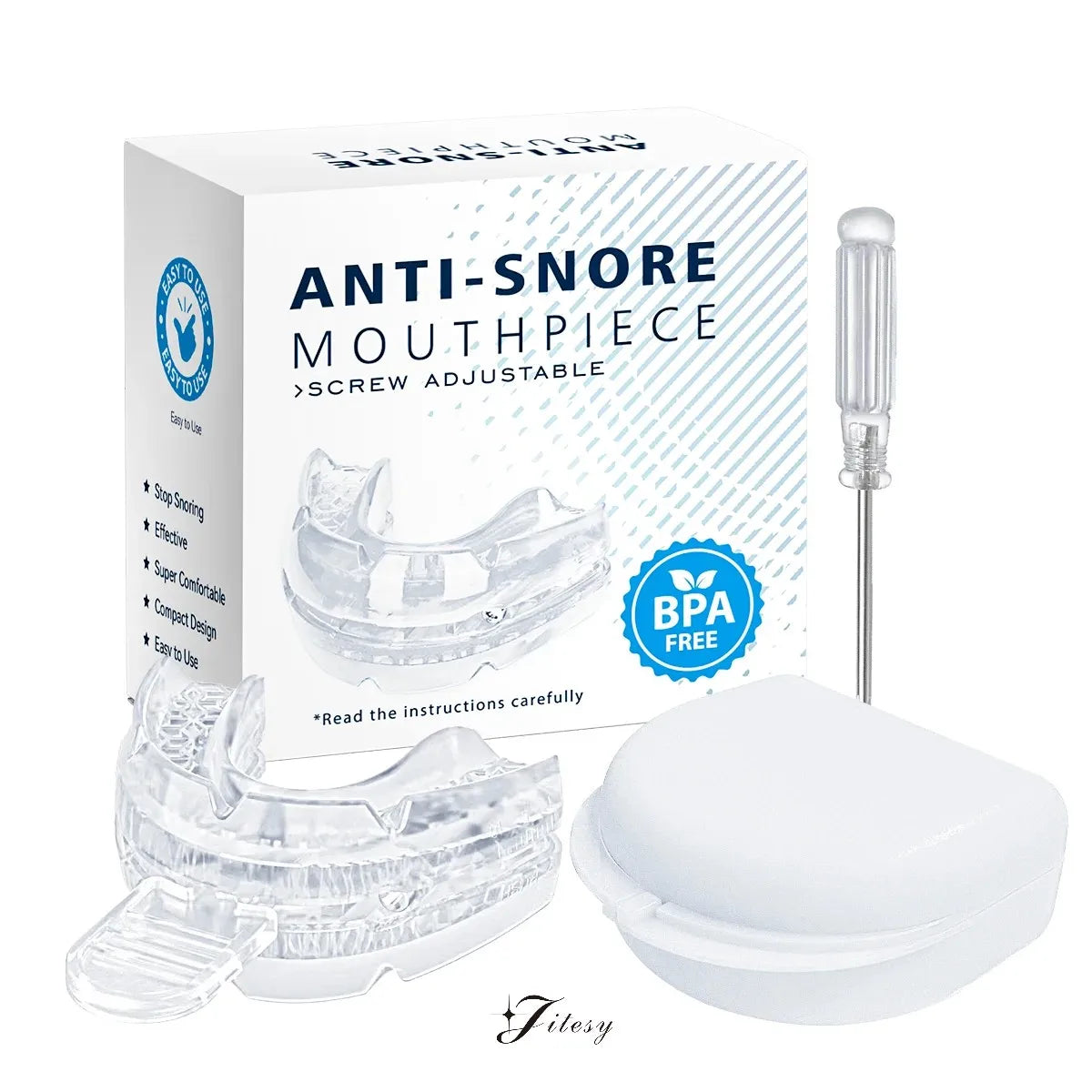 Anti-Snoring Mouth Guard with Adjustment Screws | Night Splint Anti-Snoring Mouth Guard Qst Transparency