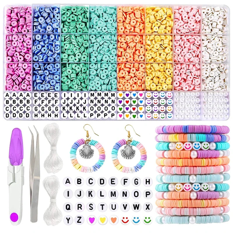 3860pcs Flat Clay Beads Bracelet Making Kit | DIY Friendship Bracelet Making Kit Qme